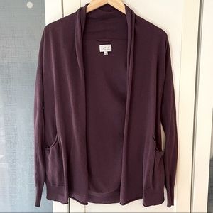 Aritzia Wilfred maroon cardigan with silk and cashmere, medium